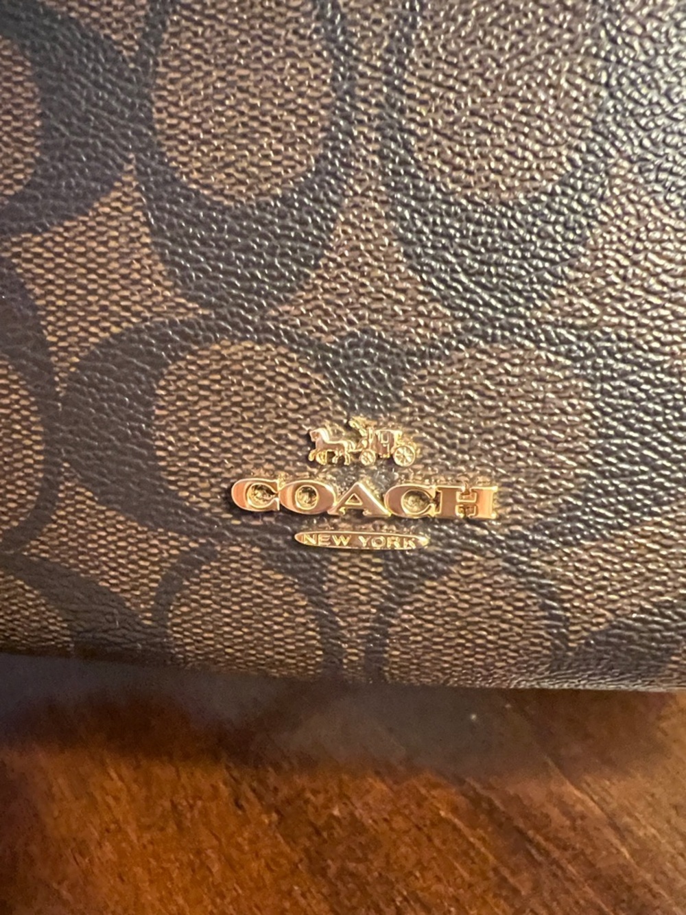 SOLD!!! Coach Dark Brown and Black Signature Canvas Wristlet - Picture 8 of 14